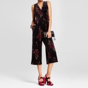 Black Velvet Floral Jumpsuit